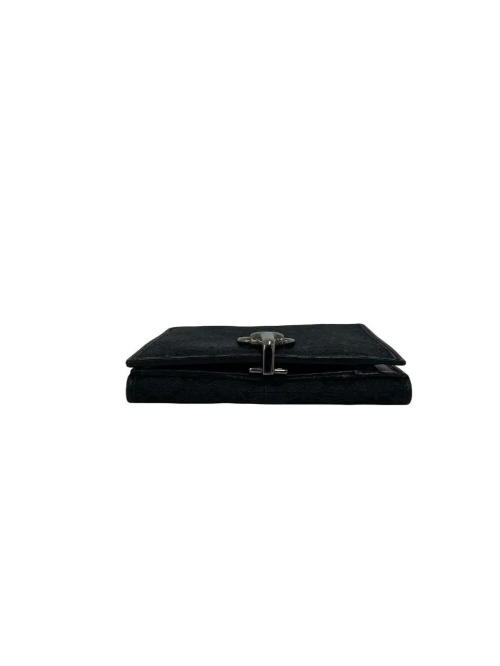 Gucci GG Pattern Logo Canvas Leather Bifold Wallet Card Case Coin Purse Black - Picture 3 of 10